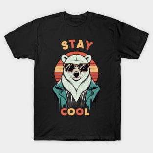 Stay Cool Funny Hip Polar Bear With Sunglasses Retro Design T-Shirt